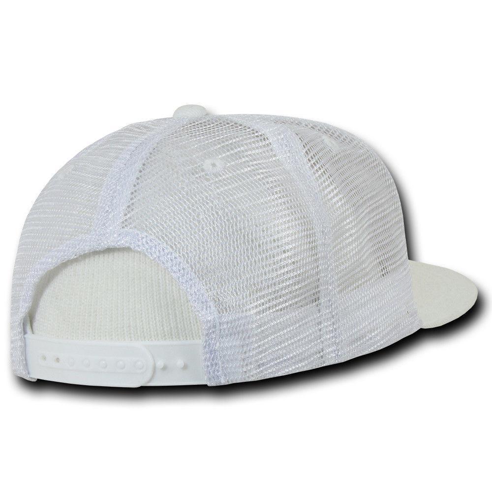 Decky Flat Bill Baseball Mesh Trucker 5 Panels Solid Camouflage Caps Hats-Black-