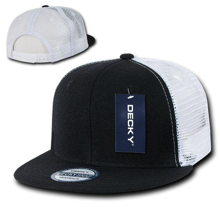 Decky Flat Bill Mesh Trucker Baseball 6 Panel Constructed Camo Two Tone Caps Hats-Black-