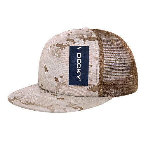 Decky Flat Bill Camouflage Cotton Foam Mesh Trucker Hats Caps Snapback Unisex-ACU/ACU/Grey-