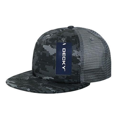 Decky Flat Bill Camouflage Cotton Foam Mesh Trucker Hats Caps Snapback Unisex-ACU/ACU/Grey-