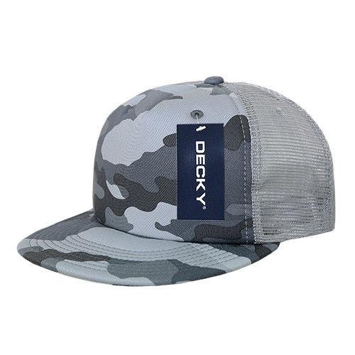 Decky Flat Bill Camouflage Cotton Foam Mesh Trucker Hats Caps Snapback Unisex-ACU/ACU/Grey-