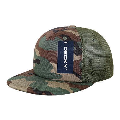 Decky Flat Bill Camouflage Cotton Foam Mesh Trucker Hats Caps Snapback Unisex-ACU/ACU/Grey-