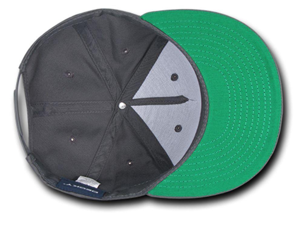 Decky Flat Bill Snapback Cotton Two Tone Baseball Green Under Visor Hats Caps-Black-