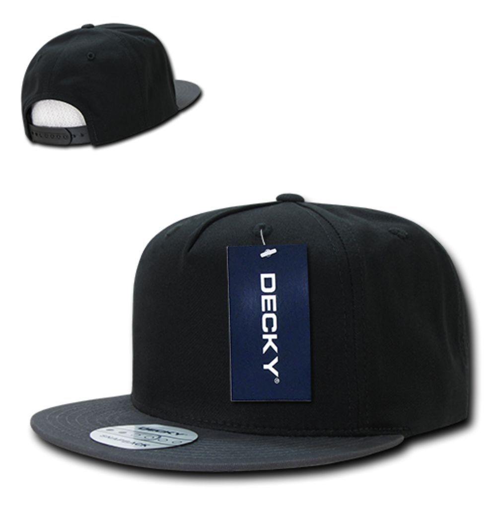 Decky Flat Bill Snapback Cotton Two Tone Baseball Green Under Visor Hats Caps-Black-