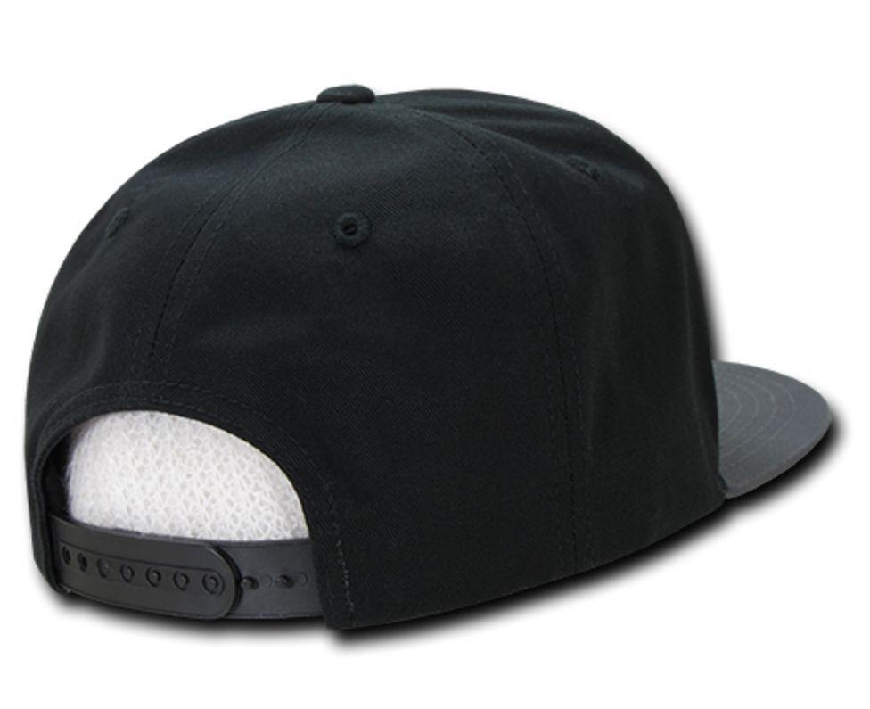 Decky Flat Bill Snapback Cotton Two Tone Baseball Green Under Visor Hats Caps-Black-