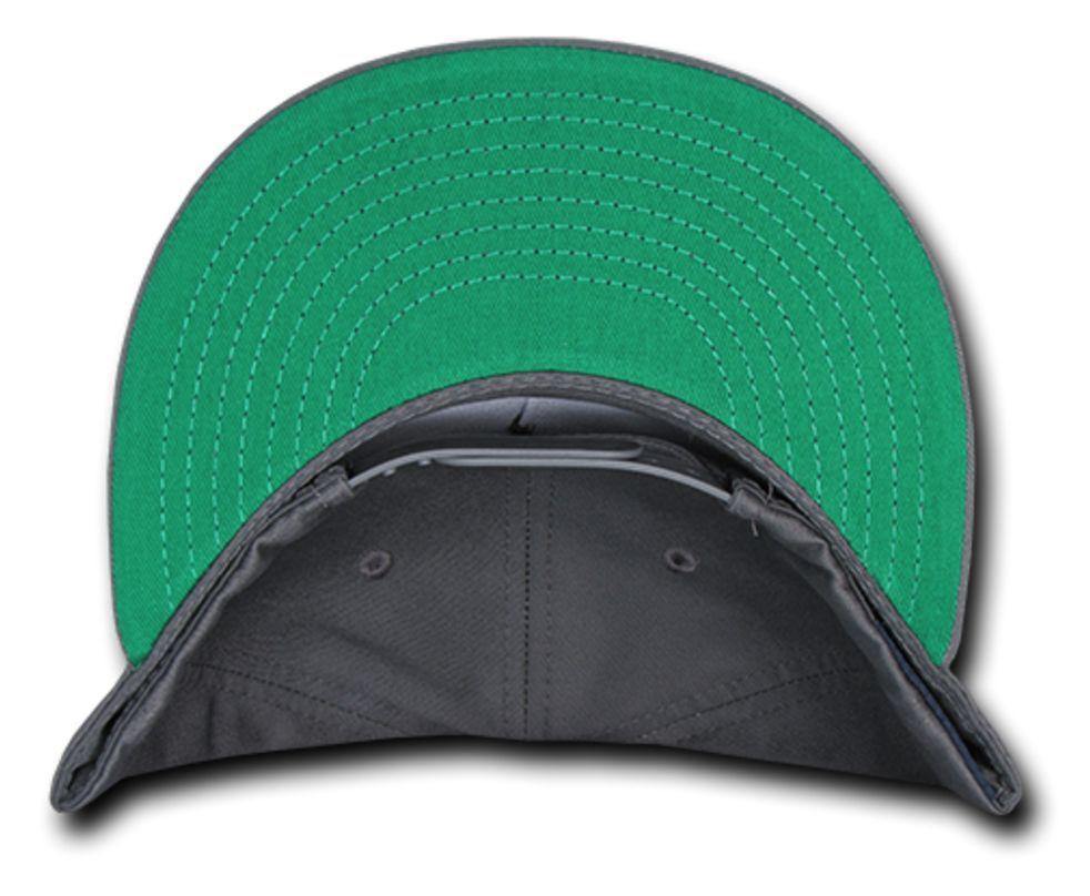 Decky Flat Bill Snapback Cotton Two Tone Baseball Green Under Visor Hats Caps-Black-
