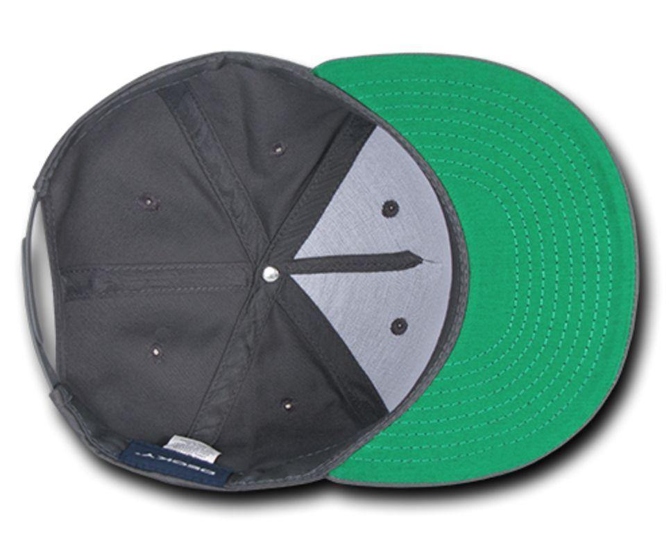 Decky Flat Bill Snapback Cotton Two Tone Baseball Green Under Visor Hats Caps-Black-