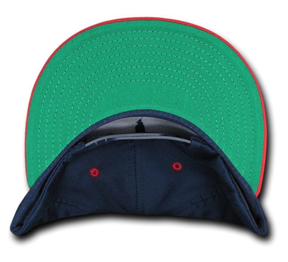 Decky Flat Bill Snapback Cotton Two Tone Baseball Green Under Visor Hats Caps-Black-