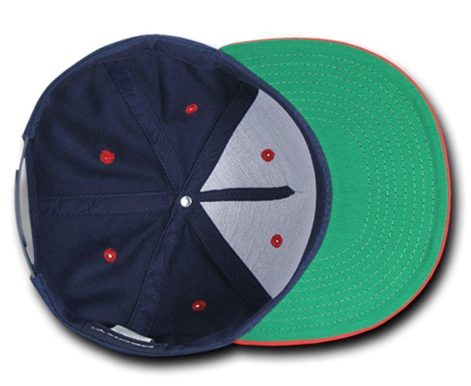 Decky Flat Bill Snapback Cotton Two Tone Baseball Green Under Visor Hats Caps-Black-