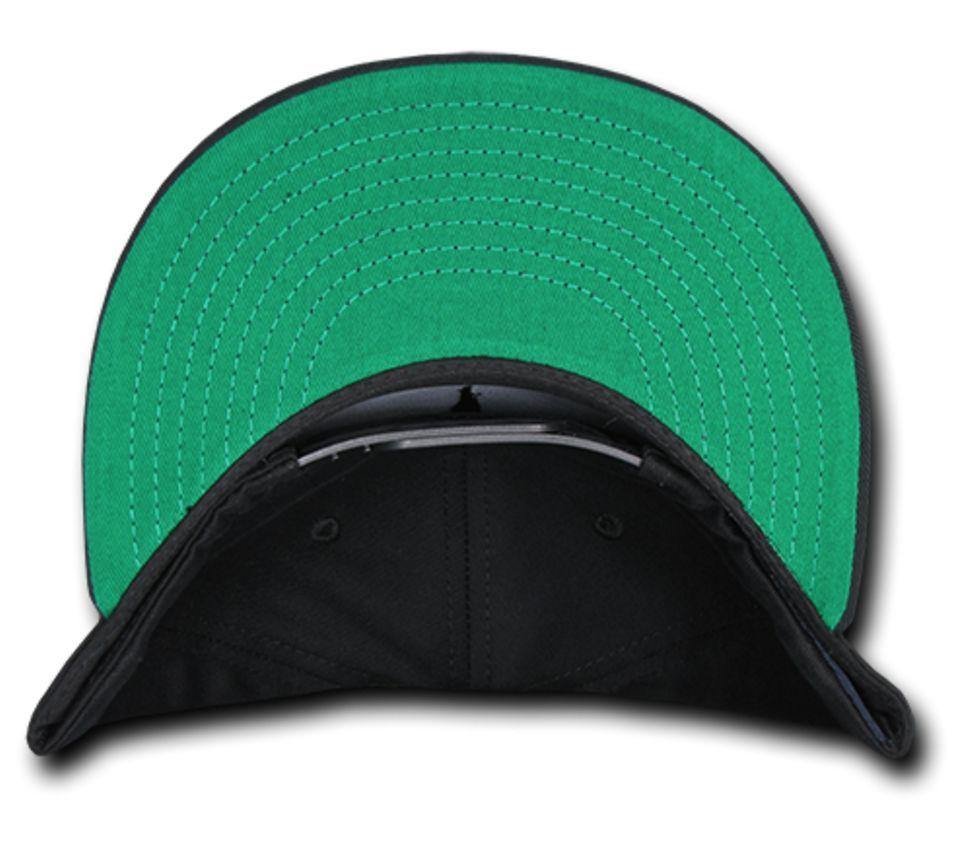 Decky Flat Bill Snapback Cotton Two Tone Baseball Green Under Visor Hats Caps-Black-