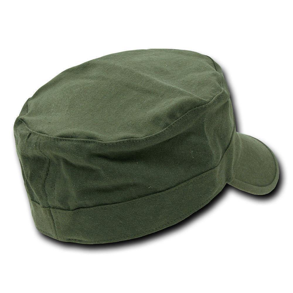 Decky Flex Cadet Flat Top Cotton Military Army Blank Caps Hats-Black-