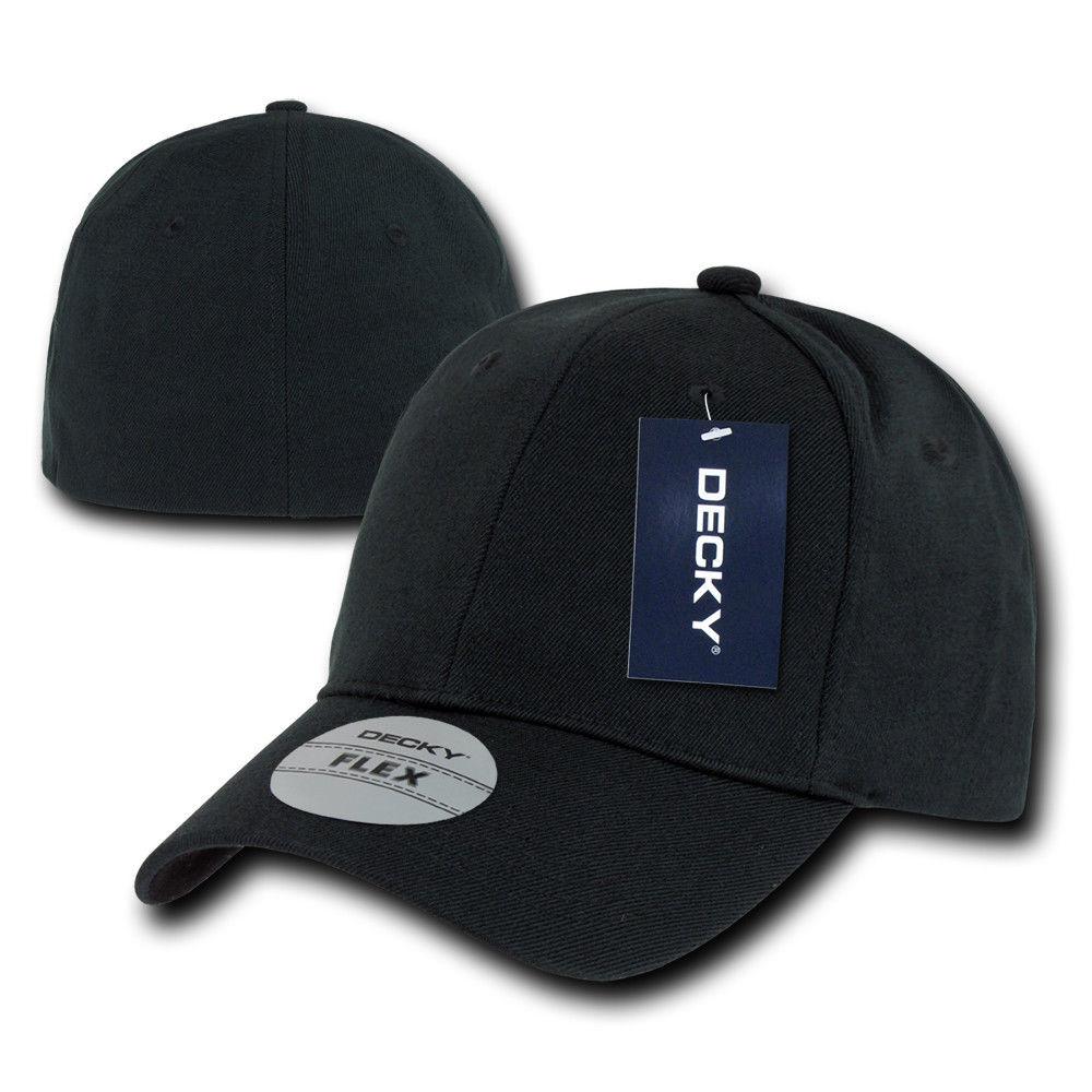 Decky Flex Elastic Fitted 6 Panels One Size High Crown Baseball Hats Caps Unisex-LIGHT BLACK-
