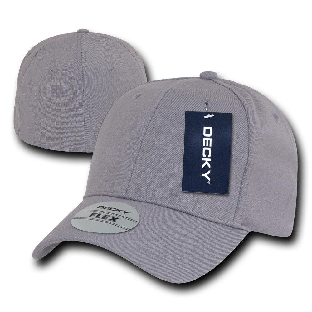 Decky Flex Elastic Fitted 6 Panels One Size High Crown Baseball Hats Caps Unisex-LIGHT BLACK-