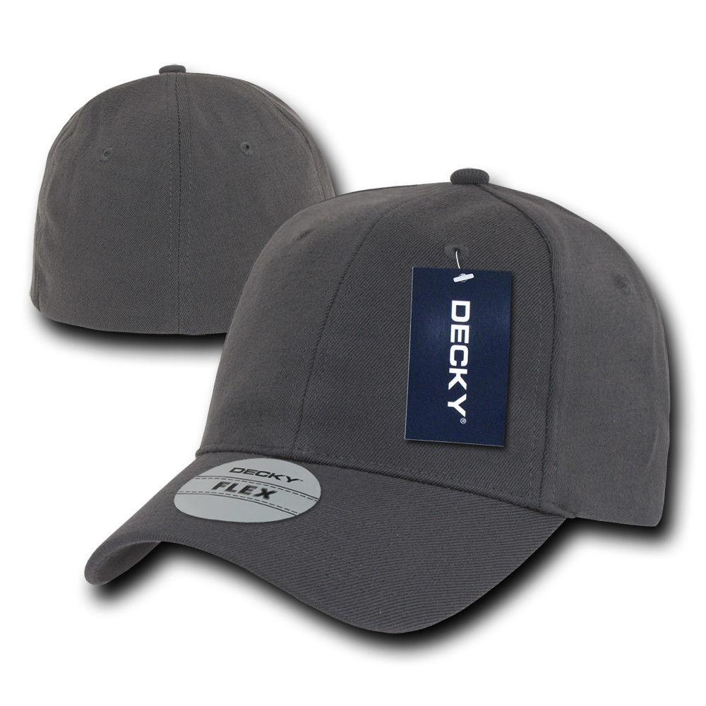 Decky Flex Elastic Fitted 6 Panels One Size High Crown Baseball Hats Caps Unisex-LIGHT BLACK-