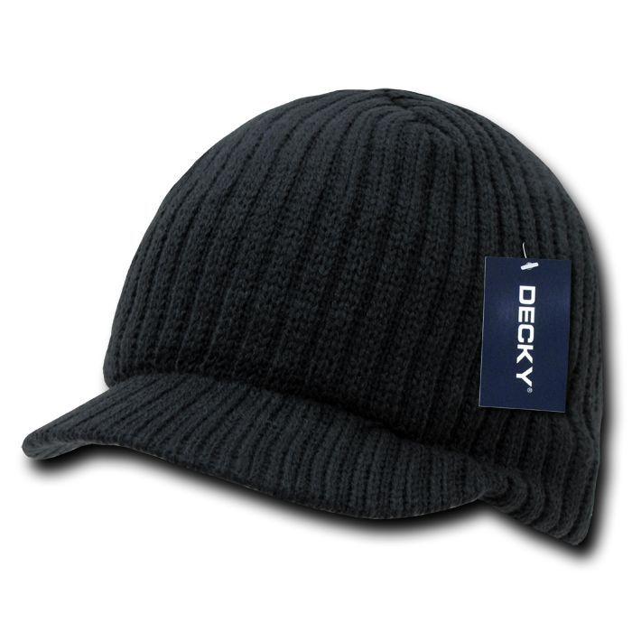 Decky Gi Campus Light Weight Beanies Striped Solid Caps Hats Visor Winter-Khaki / Brown / Olive-