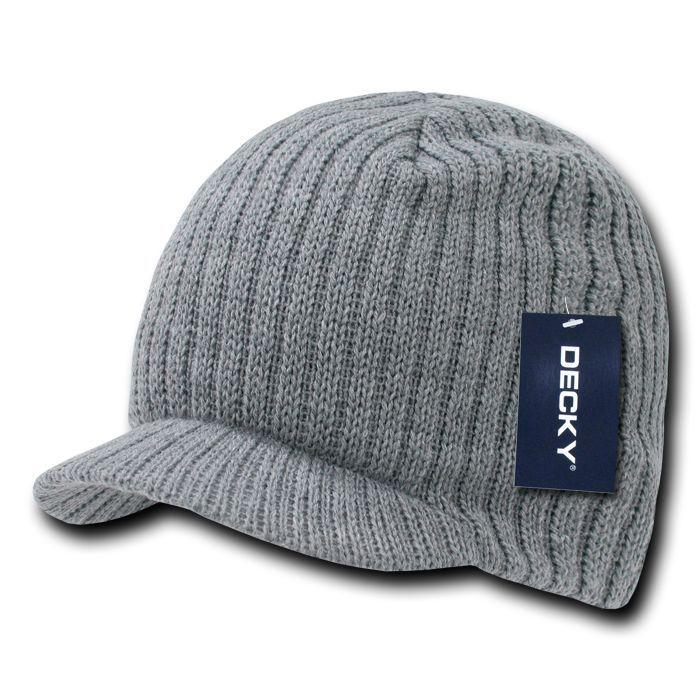 Decky Gi Campus Light Weight Beanies Striped Solid Caps Hats Visor Winter-Khaki / Brown / Olive-