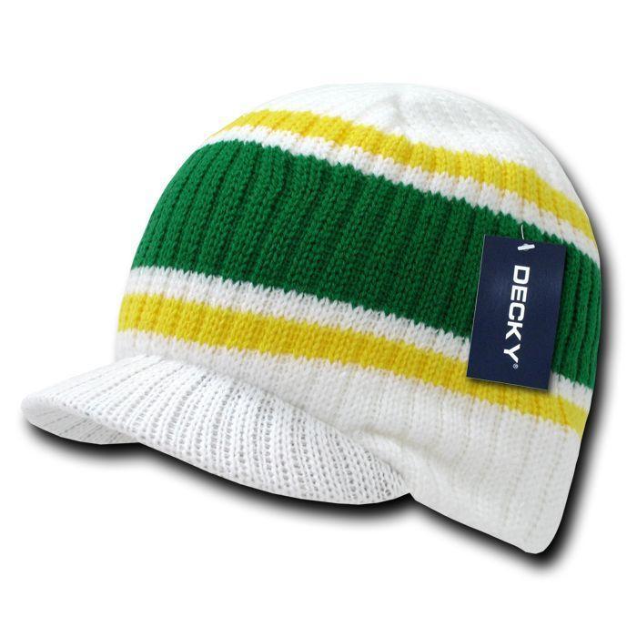 Decky Gi Campus Light Weight Beanies Striped Solid Caps Hats Visor Winter-Khaki / Brown / Olive-