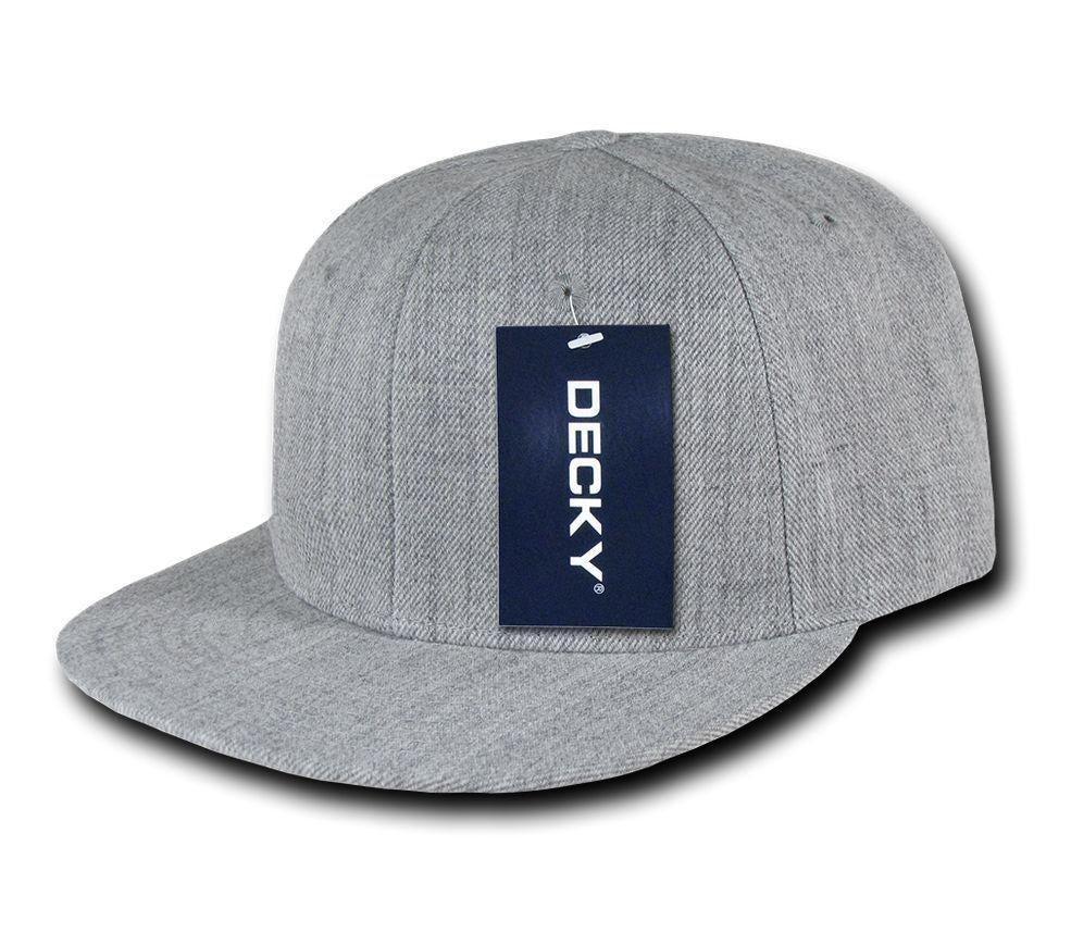 Decky Heather Grey Snapback Two Tone 6 Panel Retro Flat Bill Hats Caps-Heather Grey/Black-