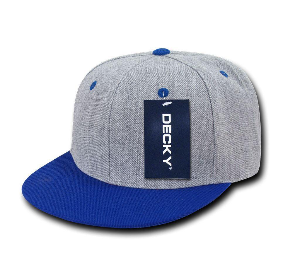 Decky Heather Grey Snapback Two Tone 6 Panel Retro Flat Bill Hats Caps-Heather Grey/Black-