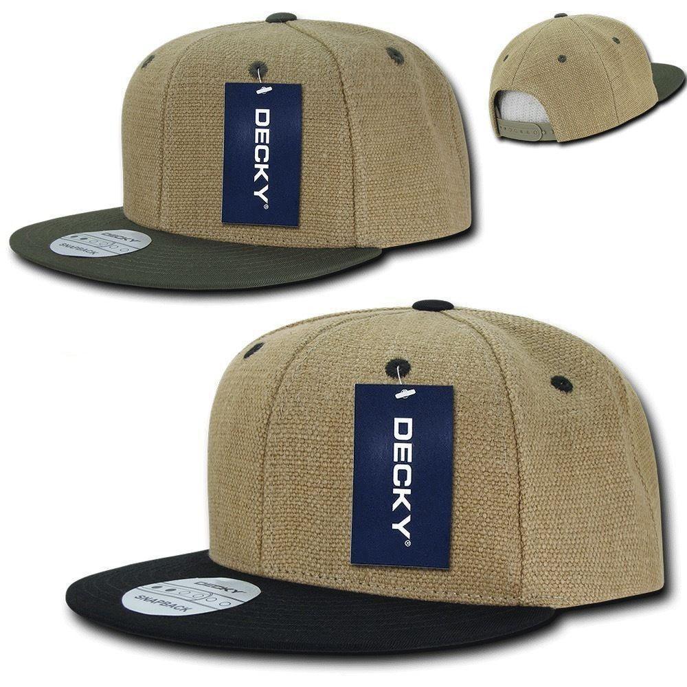Decky Heavy Duty Jute Snapbacks Flat Bill Baseball Hats Caps Unisex-Black-