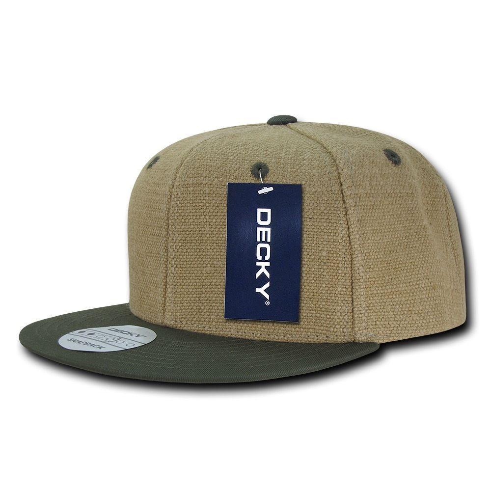 Decky Heavy Duty Jute Snapbacks Flat Bill Baseball Hats Caps Unisex-Black-