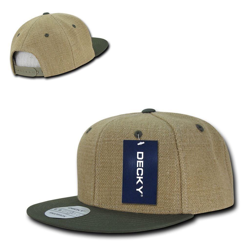Decky Heavy Duty Jute Snapbacks Flat Bill Baseball Hats Caps Unisex-Black-