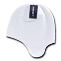 Decky Helmet Beanies Warm Winter Fleece-Lined Inside Ear Flap Ski Snow-White-