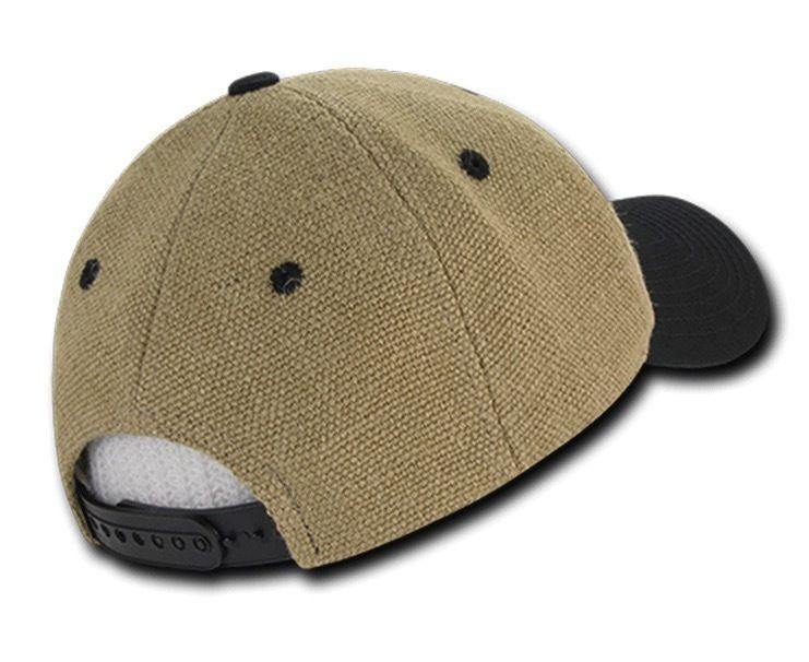 Decky Jute Low Crown Structured Dad 6 Panel Caps Hats Unisex-Black-