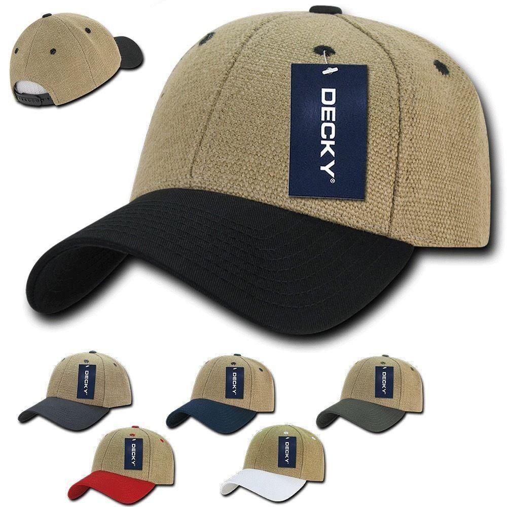 Decky Jute Low Crown Structured Dad 6 Panel Caps Hats Unisex-Black-