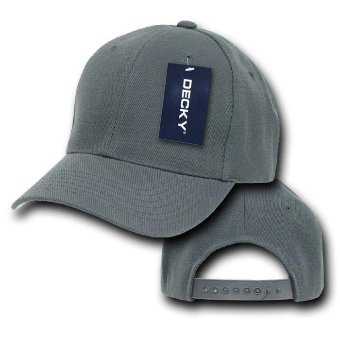 Decky Kids Size Boys Girls Pro Style Baseball Hats Caps Snapback Solid Colors-CHARCOAL-