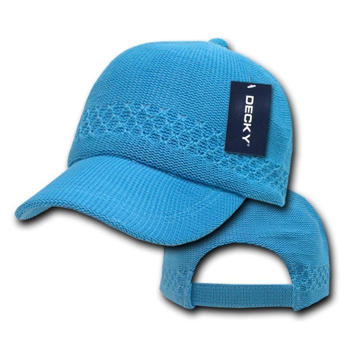 Decky Knitted Crochet Crocheted Cotton Baseball Caps Hats Air Vent-Sky-