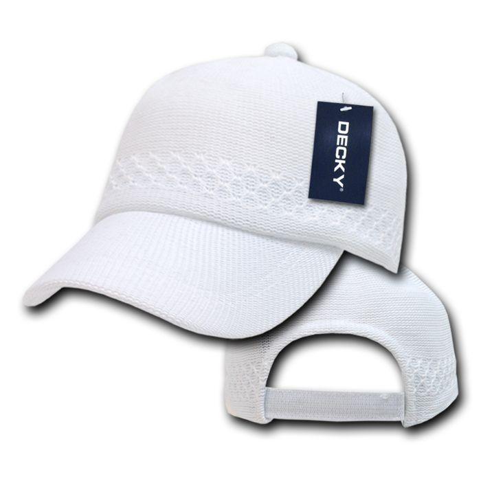 Decky Knitted Crochet Crocheted Cotton Baseball Caps Hats Air Vent-White-