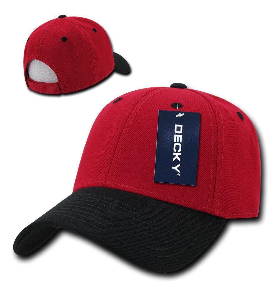 Decky Low Crown Plain Two Tone Curved Bill 6 Panel Dad Hats Caps-BLACK-