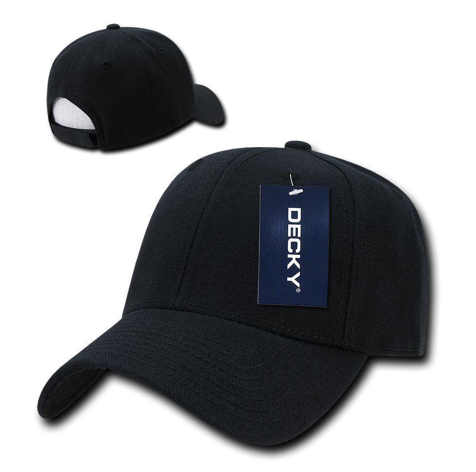 Decky Low Crown Plain Two Tone Curved Bill 6 Panel Dad Hats Caps-BLACK-