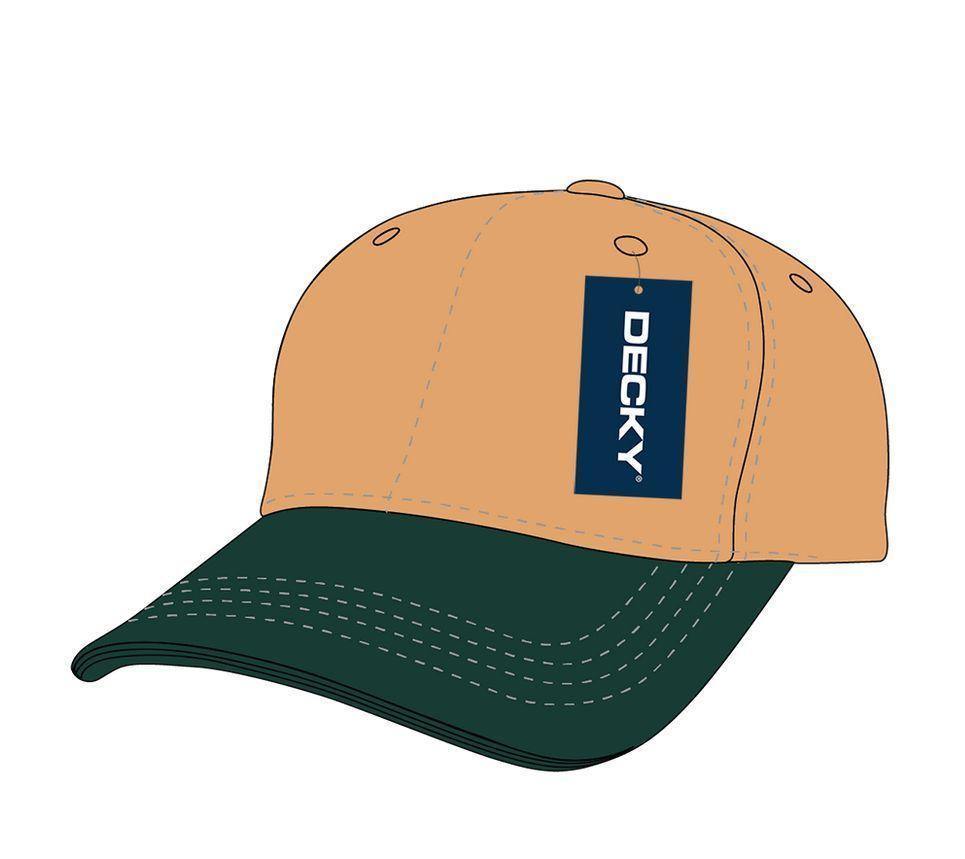 Decky Low Crown Plain Two Tone Curved Bill 6 Panel Dad Hats Caps-KHAKI/HUNTER GREEN-
