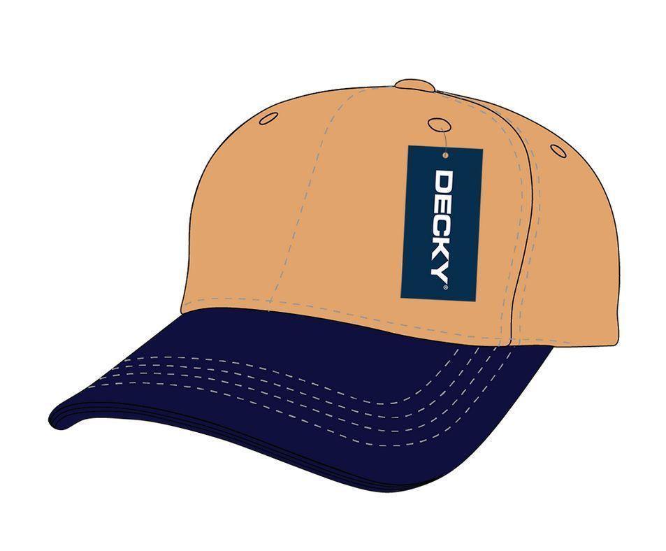 Decky Low Crown Plain Two Tone Curved Bill 6 Panel Dad Hats Caps-KHAKI/NAVY-