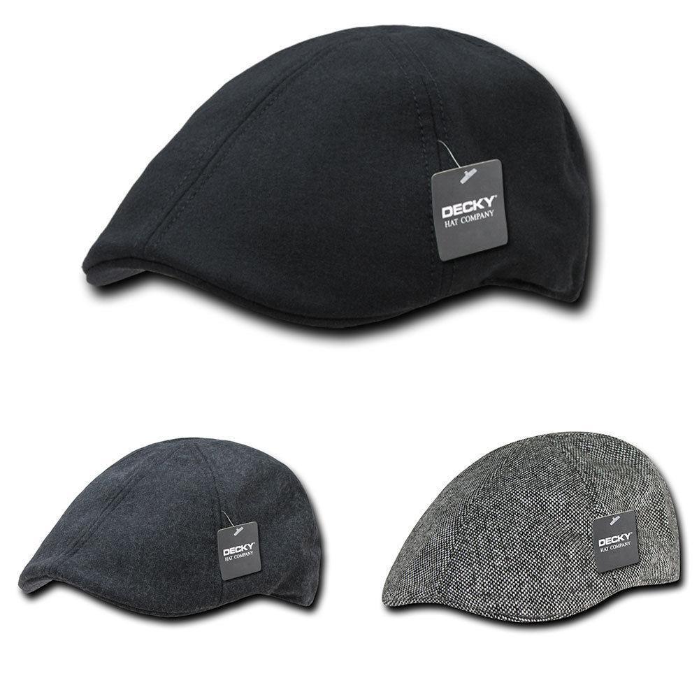 Decky Melton 6 Panel Wool Woven Ivy Sports Comfort Hats Caps-Black-S/M-