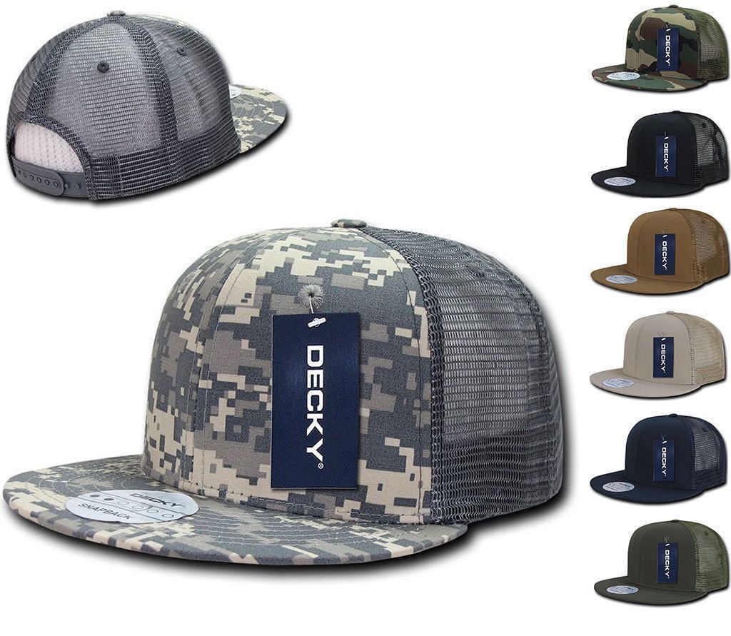 Decky Military Army Camo Acu Ripstop Flat Bill Trucker Cotton Hats Caps-ACU-