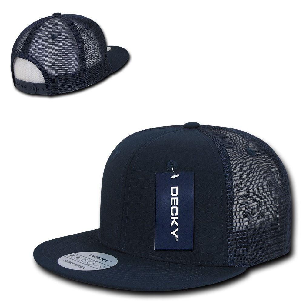 Decky Military Army Camo Acu Ripstop Flat Bill Trucker Cotton Hats Caps-Navy-