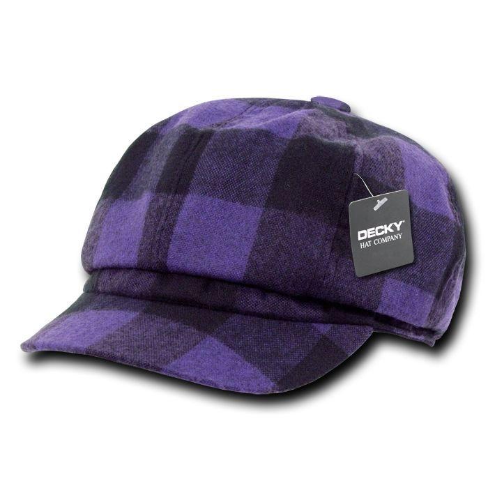 Decky Newsboy Ivys Plaid Pre Curved Hats Drivers Cabbie Golf Gatsby-Purple Plaid-Small/Medium-