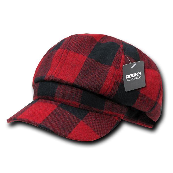 Decky Newsboy Ivys Plaid Pre Curved Hats Drivers Cabbie Golf Gatsby-Red Plaid-Small/Medium-
