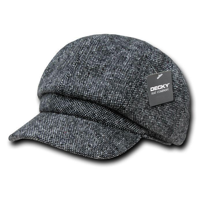 Decky Newsboy Ivys Plaid Pre Curved Hats Drivers Cabbie Golf Gatsby-Salt and Pepper-Small/Medium-
