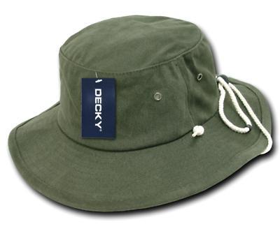 Decky Original Aussie Drawstring Boonie Bucket Fishing Outback Caps Hats-Black-Small/Medium-