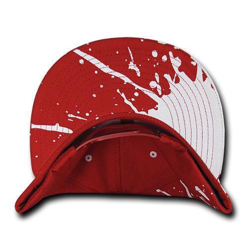 Decky Paint Splat Snapback Baseball 6 Panel 100% Cotton Structured Caps Hats-Black-