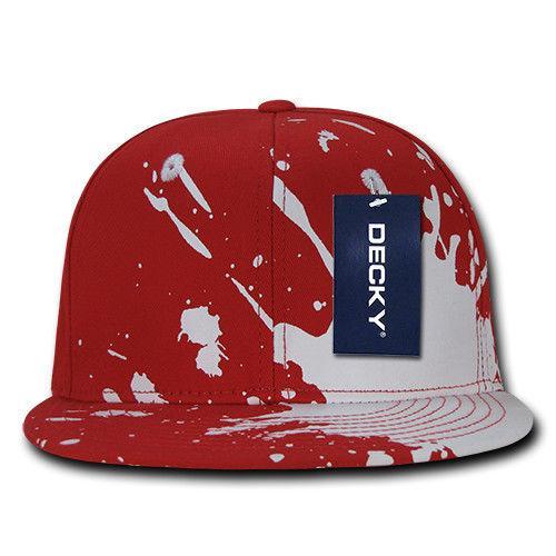 Decky Paint Splat Snapback Baseball 6 Panel 100% Cotton Structured Caps Hats-Black-