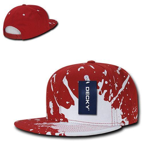 Decky Paint Splat Snapback Baseball 6 Panel 100% Cotton Structured Caps Hats-Black-