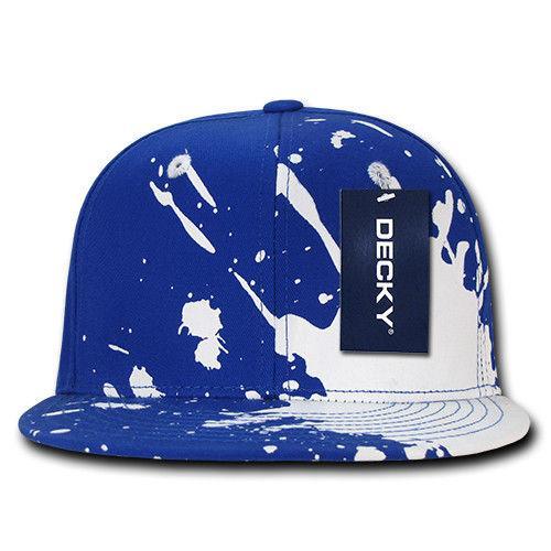 Decky Paint Splat Snapback Baseball 6 Panel 100% Cotton Structured Caps Hats-Black-