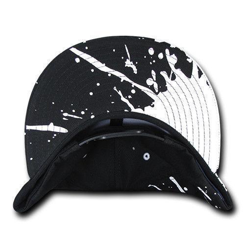 Decky Paint Splat Snapback Baseball 6 Panel 100% Cotton Structured Caps Hats-Black-