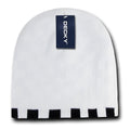 Decky Race Checkered Flag Reversible Beanies Ski Skull Caps Hats Winter-WHITE-