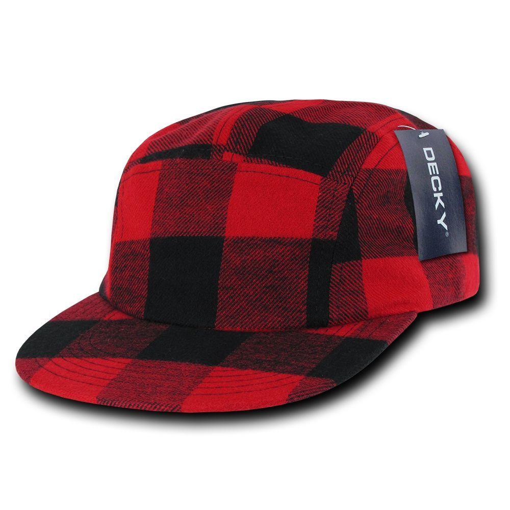 Decky Racer Jockey 5 Panel Biker Solid Plaid Camouflage Caps Hats-Black-